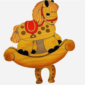 Vintage Bartolucci rare Rocking Horse Wood Wall Hanging Musical Pull Toy Italy